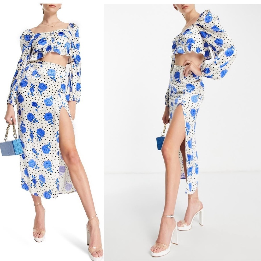 TOPSHOP Floral Print Cut Skirt 4 - Picture 2 of 2